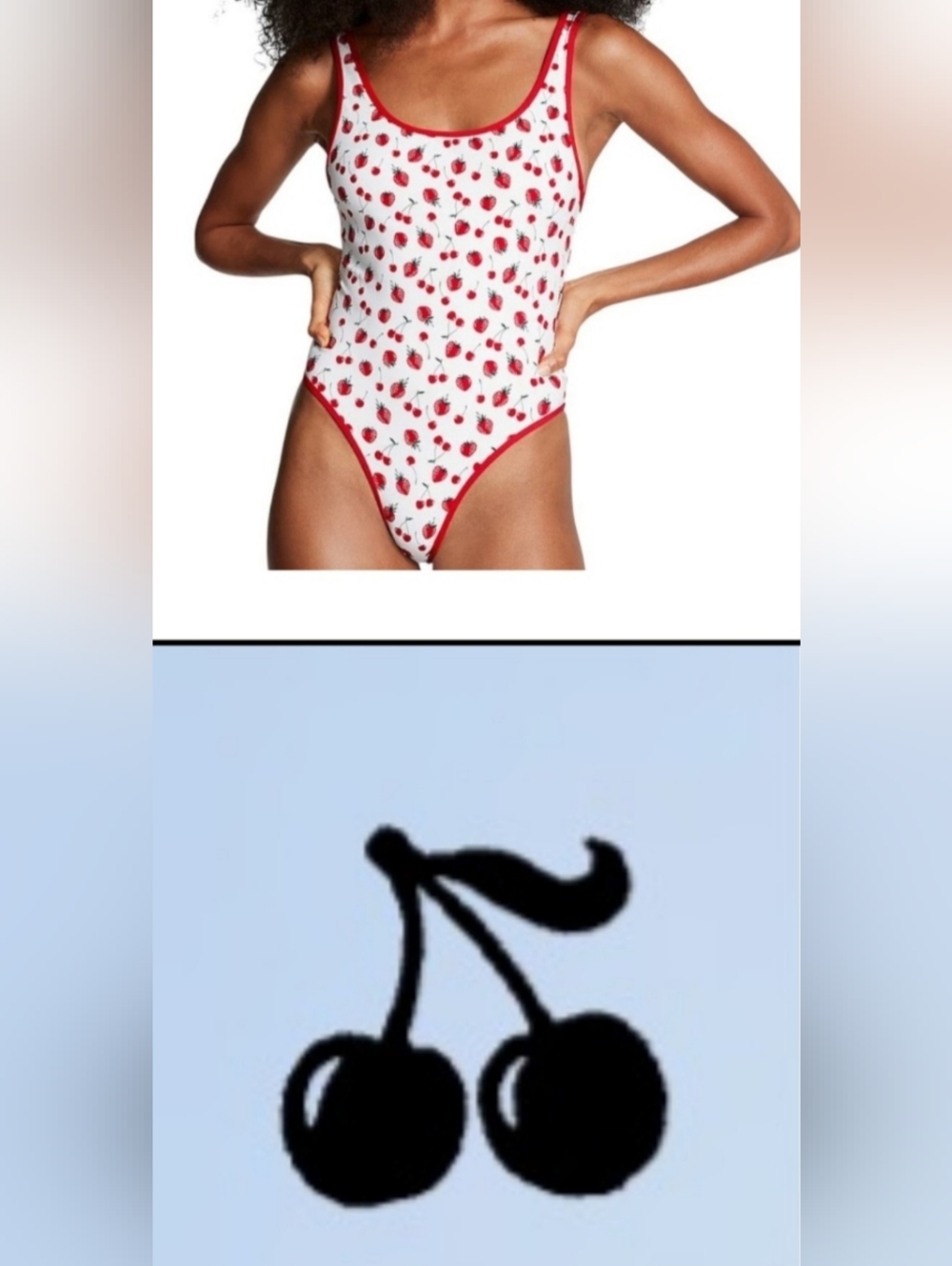 L PINK By Frankies Bikinis Marlow One Piece Swimsuit Strawberry Cherry